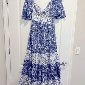 Abercrombie & Fitch Blue and White Maxi Dress